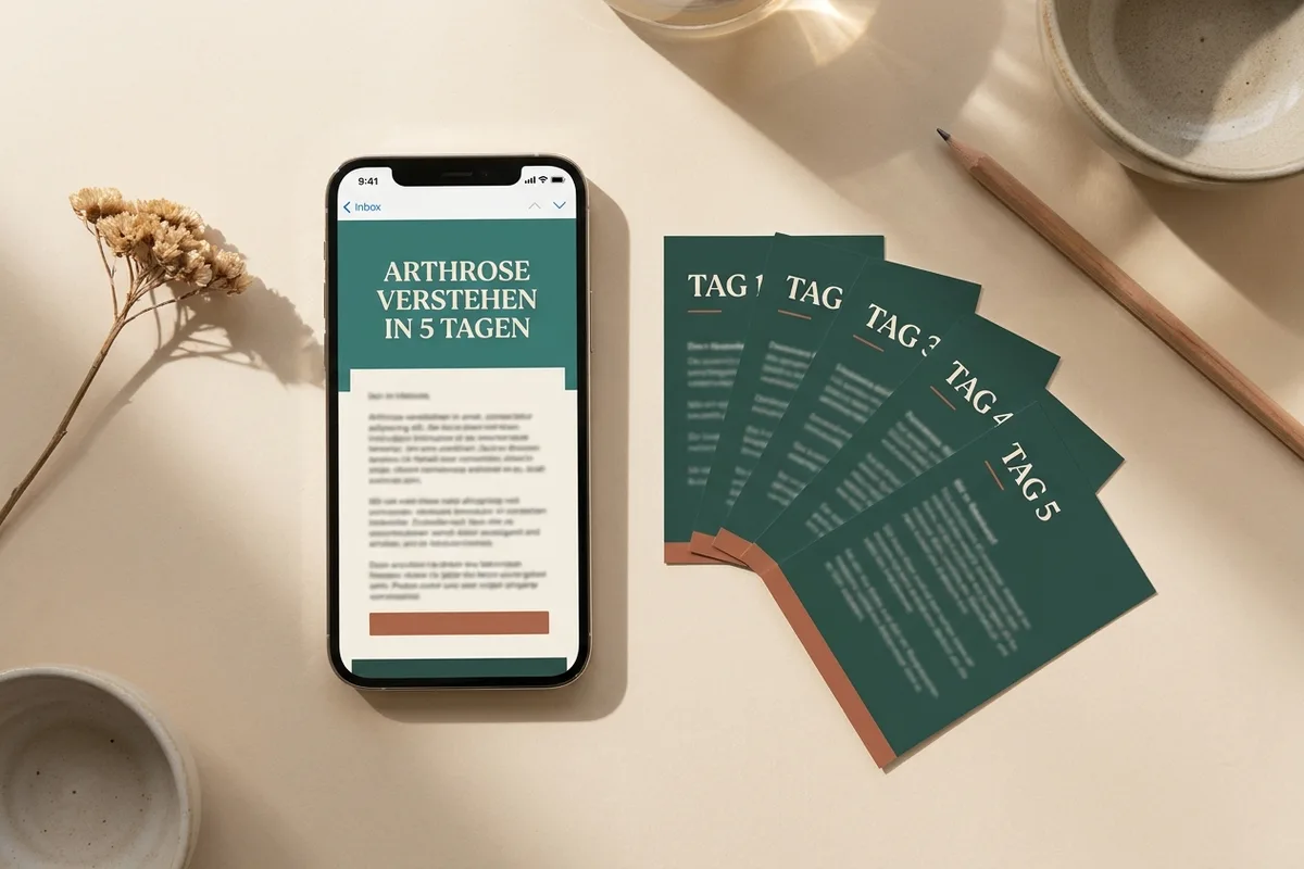 Der 5-Tage-Grundkurs: Kursmail auf dem Smartphone und fünf Tageskarten