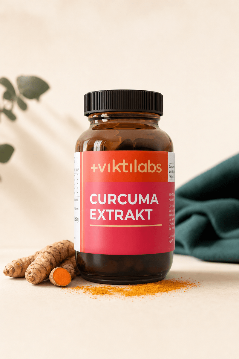 Viktilabs Curcuma-Kombination — Extrakt und Piperin für gesteigerte Bioverfügbarkeit.